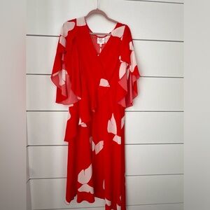 NWT Anthropologie Pascaline Silk Midi Dress Tracy Reese red butterfly